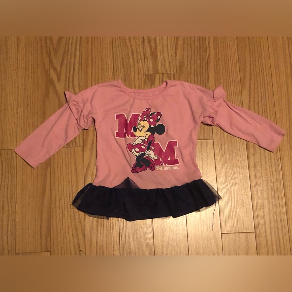 Disney Minnie Mouse Pink and Black Long Sleeve Tee